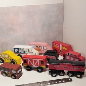 Colorful Wooden Toy Vehicle Set
